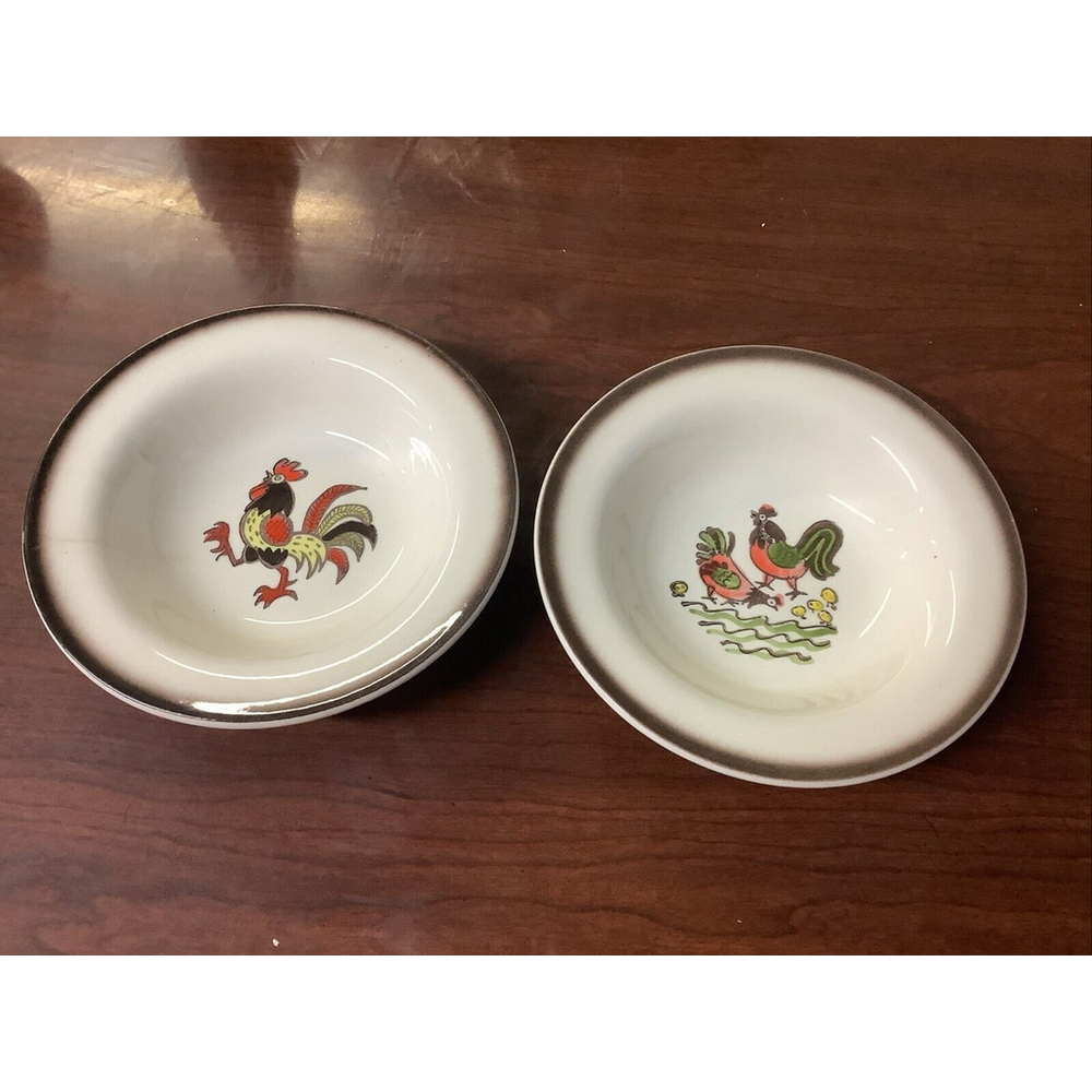 2 Metlox Poppytrail Colonial Heritage Dessert Bowls Chickens